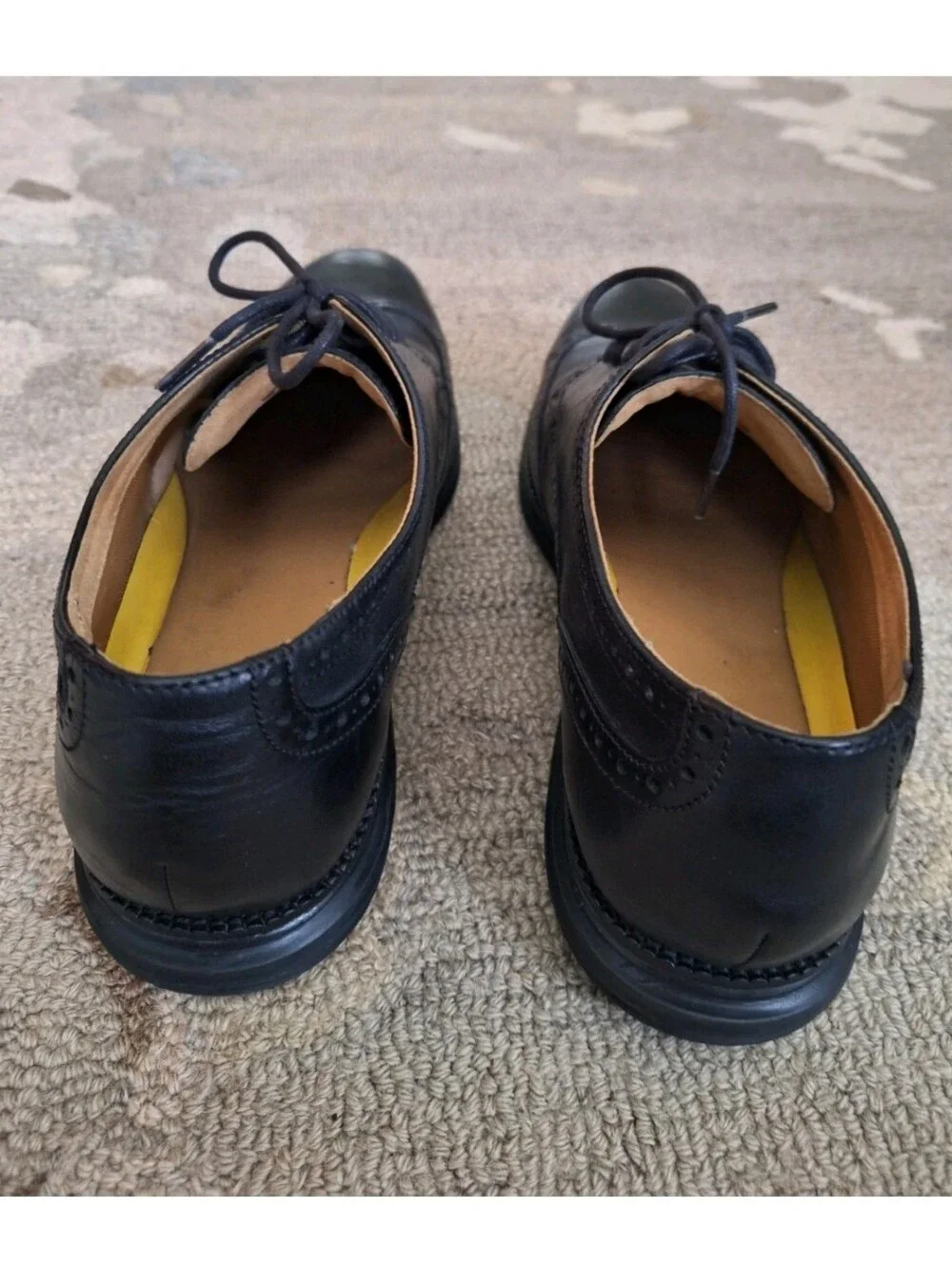 Cole Haan Black Leather Wingtip Derby Shoes